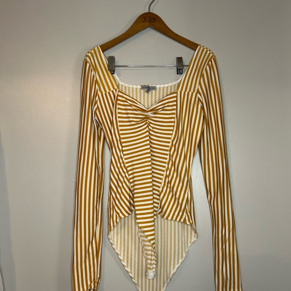 Charlotte Russe Striped Long Sleeve Bodysuit